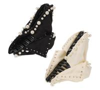 FOYTOKI 2pcs Elegant Pearl Hair Claw Clips for Women Triangle Satin Jaw Barrette with Artificial Pearls Non-slip Strong Hold Hair Catch Clips for Daily Use and Parties
