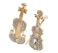 FOYTOKI 2pcs Elegant Violin Brooch Pin for Women with Shimmering Rhinestones Miniature Musical Instrument Accessory for Sweaters Scarves Concerts Parties and Daily Wear
