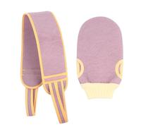 FOYTOKI 2Pcs Exfoliating Back Scrubber and Bath Glove Set with Fine Grain Texture, Long Strip Body Scrubber for Shower and Spa, Household Bath Supply in Purple Brown
