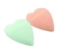 FOYTOKI 2pcs Exfoliating Face Scrubbers Reusable Makeup Removal Pads Soft Facial Sponges for Gentle Cleansing and Deep Exfoliation Portable Finger Face Wash Gloves Heart Orange and Green
