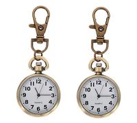 FOYTOKI 2pcs Fob Watch Keychain Pocket Watch Portable Hanging for Doctors Students Accurate Timekeeping Travel-Friendly Design Unisex