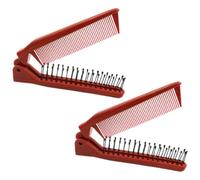 FOYTOKI 2pcs Foldable Hair Brush Mini Brush Red Plastic Anti-slip Easy to Carry for Travel Bag On-the-go Hair Styling Women Men