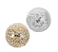 FOYTOKI 2pcs Inch Mosaic Glass Ball Ornament round Sphere Tabletop Decor | Shiny Reusable Accent, Easy Placement on Trays or Photo Sets, Suitable for Dining Tables, Holidays and Events
