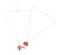 FOYTOKI 2pcs Life Tree Copper Clavicle Chain Jewelry Necklace Tree of Life Neckalce Pendant Brass Chain Pendants for Women Red