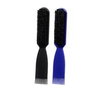 FOYTOKI 2pcs Men's Beard Grooming Kit Set with Vintage Manual Shaving Brush and Pocket Comb for Beard Shaping Easy Cleaning and Travel Convenience Black Blue