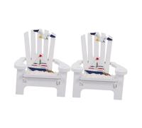 FOYTOKI 2pcs Mini Mediterranean Beach Chair Ornaments for Doll House Decor Home and Office Desktop Accessories with Creative Coastal Style and Delicate Texture