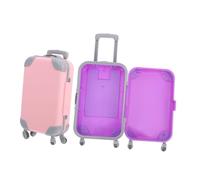 FOYTOKI 2Pcs Mini Suitcases for Dolls Trolley Luggage Cute American Dollhouse Accessories Portable Storage Case for Play Design and Spacious Interior