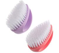 FOYTOKI 2Pcs Nail Cleaning Brush Set for Fingernails and Toes, Candy Color Manicure Pedicure Scrub Brushes in Nordic Purple and Pink, Small Sturdy Nail Dust Removal Tools for Hand and Foot