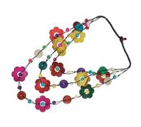 FOYTOKI 2pcs Petal Shaped Coconut Shell Necklace Bohemian Ethnic Style | Wood Beads Detail, Long Layering Length, Beach and Festival Wear, Gift Choice for Her and Families Random Color