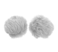 FOYTOKI 2pcs Plush Bunny Tails for Cosplay Costume Parties Soft Detachable Rabbit Tail Props Grey Fluffy Pom Pom Accessories for Makeup Balls and Themed Events