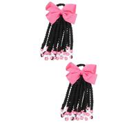 FOYTOKI 2pcs Ponytail Extension Bowknot Beads Lightweight Synthetic Hairpiece for Boys and Girls and Teens Easy to Wear Afro Braid Ponytail Accessory for Parties and Dress up