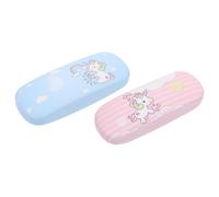 FOYTOKI 2Pcs Portable Cartoon Unicorn Glasses Case Hard Shell Protective Eyeglass Box for Outdoor Activities