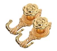 FOYTOKI 2pcs Rose Shaped Iron Wall Hooks for Hanging Hats with Stable Structure, Golden Wall Mounted Hooks Suitable for Bathroom and Hallway, Decorative and Fashionable Coat and Bag