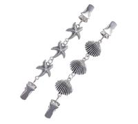 FOYTOKI 2pcs Silver Alloy Opening Clips Star and Shell Shape Sweater Chain Clothing Clips for Women, Holds Ends of Scarves Firmly, Suitable for Formal and Casual Wear