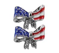 FOYTOKI 2pcs Sparkly Bow Earrings for Women Crystal Studs Patriotic Jewelry for Independence Day Celebrations Dazzling Rhinestone Design Holiday Accessory