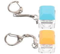 FOYTOKI 2pcs Stress Relief Keychain Keyboard Keycap Pendant Bag Keyring Decorative Fidget for Anxiety Calm and Relaxation Creative Mechanical Keyboard Accessory in Orange and Lake Blue