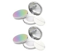 FOYTOKI 2Pcs Ultra-Thin Portable Loose Powder Boxes with Elastic Mesh and Flip Cover, 5G Refillable Plastic Makeup Powder Cases with Puff for Travel and Daily Use