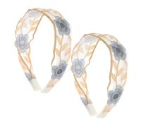 FOYTOKI 2pcs Vintage Boho Floral Headband Embroidered Lace for Women Wide Hair Accessories for Spring Spa Days and Face Washing Charming Girls Hairbands for Teachers and Everyday Wear