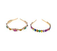 FOYTOKI 2pcs Vintage Rhinestone Headbands for Women Baroque Style Hair Accessories Shiny Gold Waterdrop Design for Face Washing and Special Occasions