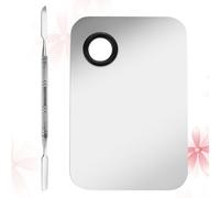 FOYTOKI 2sets Professional Stainless Steel Nail Art Makeup Board Eyeshadow Palette Stick for Home Studio Use
