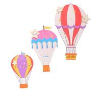 FOYTOKI 3 Pcs Wooden Hot Air Balloon Wall Art for Nursery, Easy to Adjust and Space-Saving Room Decor Minimalist Scandinavian Design for Back to School Party and Lounges