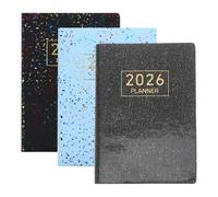 FOYTOKI 3pcs 2026 Pocket Planner Portable Daily Calendar Planner Notebook, PU and Paper, Sewn Binding, Lay Flat Design, for School and On-the-go Scheduling