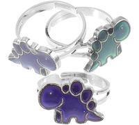 FOYTOKI 3Pcs Adjustable Dinosaur Mood Rings for Women and Teens Color Changing Open Rings Made of Alloy and Epoxy Lightweight Emotion Jewelry for Costume Parties and Everyday Wear