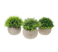 FOYTOKI 3pcs Artificial Potted Plant Green Bonsai Decor | Pulp and Plastic Construction, Realistic Evergreen Appearance, Bright Colour Accent, Easy to Move beside Shelves or Consoles