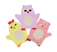 FOYTOKI 3pcs Baby Bath Mitt and Scrubber Set for Infants, Soft Cotton Wash Gloves with Cartoon Animal Patterns, Gentle Body Scrubbing Towels Suitable for Newborn Bathing and Showering