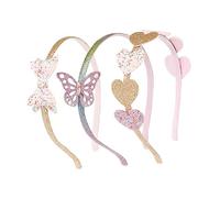 FOYTOKI 3pcs Boy Girl Glitter Headbands Lovely Bow Design Comfortable Sequin Hair Hoops for Girls for Parties and Everyday Wear Heart Shaped Hair Accessories