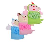 FOYTOKI 3pcs Boys and Girls Bath Mitten Bath Time Glove Set for Toddlers Babies Baby Bath Mittens Newborn Bath Essentials Bathing Gloves Sponge Cartoon Pattern