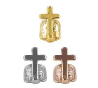 FOYTOKI 3pcs Cross Shaped Hip-hop Teeth Decoration Copper Tooth Socket Cover for Video Shoot and Photo Shoot Accessories