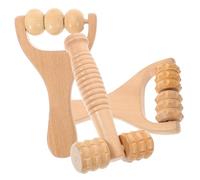 FOYTOKI 3pcs Ergonomic Back Massager Roller Wooden Shiatsu Massage Tool for Body Leg Shoulder Travel