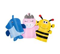 FOYTOKI 3pcs Kids Bath Mitts Cartoon Shower Gloves Exfoliating Back Scrubbers Soft Body Scrubbers Bee Penguin Unicorn Designs for Children's Bathing