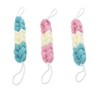 FOYTOKI 3pcs Long Bath Shower Body Scrubber Exfoliator with Lanyard Design for Back Cleaning Plastic Material Bath Sponge Towel Suitable for Shower and Bathing Random Color