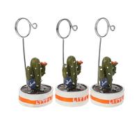 FOYTOKI 3pcs Memo Clips Photo Holder Resin Metal Mini Cactus Shaped Note Holders with Clip and Steady Stand for Birthday Party and Hotels Random Style
