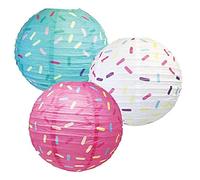 FOYTOKI 3Pcs Paper Lanterns White Blue Dark Pink Hanging Decorative Lanterns for Festivals Weddings Parties Premium Paper Material for Indoor Outdoor Decor