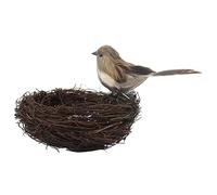 FOYTOKI 3pcs Realistic Bird Nest Decor with Artificial Eggs Small Bird and Rattan Nest Grey Head Sparrow Model for Home Party and Photography Props Natural Style Ornament