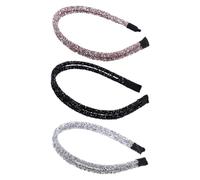 FOYTOKI 3pcs Rhinestone Hairband Crystal Decor Headband Abs Material Glamorous Stylish Hair Accessories for Women for Party and Homecomings