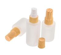 FOYTOKI 3pcs Spray Bottles Frosted Glass Travel Bottles for Essential Oil Hair Mist Bamboo Lids Random Style