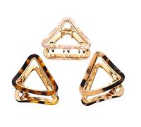 FOYTOKI 3Pcs Triangle Hair Claw Clips Lightweight Simple Barrettes for Women Vintage Acetate Stylish Headwear in Beige and Leopard Patterns Elegant Hair Accessories for Various Hairstyles