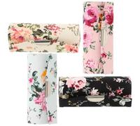 FOYTOKI 4 Pcs Cloth Lipstick Holder with Mirror for Ladies Easy to Carry Cosmetic Storage Case Tiny Floral Prints Prevents Lipstick from Messing up Handbag for Travel