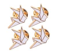 FOYTOKI 4 Pcs Creative Origami Crane Pins Zinc Alloy Brooches for Women Cute Cartoon Badge Brooch Pins for Clothes Versatile Fashion Accessories Jewelry Making