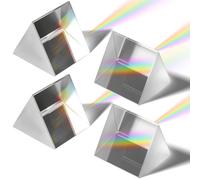 FOYTOKI 4 Pcs Triangular Crystal Prism Set for Teaching and Research Applications, Multifunction Optical Glass Prism with Easy to Carry Design for Laboratory, Classroom, Photography,