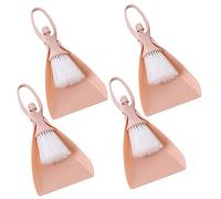 FOYTOKI 4 Sets Mini Broom Set Mini Broom Dustpan Kit Dustpan and Brush Household Supplies Desktop Cleaning Lint Broom Dustpan with Cleaner Pet Brooms Dust Pan and Brush Soft Broom Pink