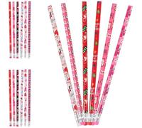 FOYTOKI 48pcs Heart Pattern Wood Pencils Assorted Colour with Eraser Tipped, Easy Sharpening Drawing and Sketch Pencils for Studying Supply and Christmas Assorted style