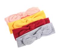 FOYTOKI 4pcs Baby Girl Bow Headbands for Ages 4-6 Stretchy Knot Hair Accessories Soft Elastic Wide Headwraps for Toddlers