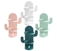 FOYTOKI 4pcs Cactus Toothbrush Wall Organizer Set Electric Toothbrush Holder Bathroom Stand Mirror Mounted No-drill Rack Space Saving
