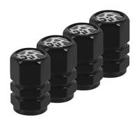 FOYTOKI 4Pcs Car Tyre Valve Caps Aluminum Alloy with Unique Dust Protection Design, Suitable for Motorbikes and Cars, Black White and Leopard Print Options