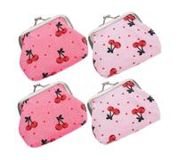 FOYTOKI 4pcs Cherry Makeup Bag Kiss-Lock Coin Purse Small Change Purse for Cash Makeup Girls Make up Bag Double Clasp Closure Wallet